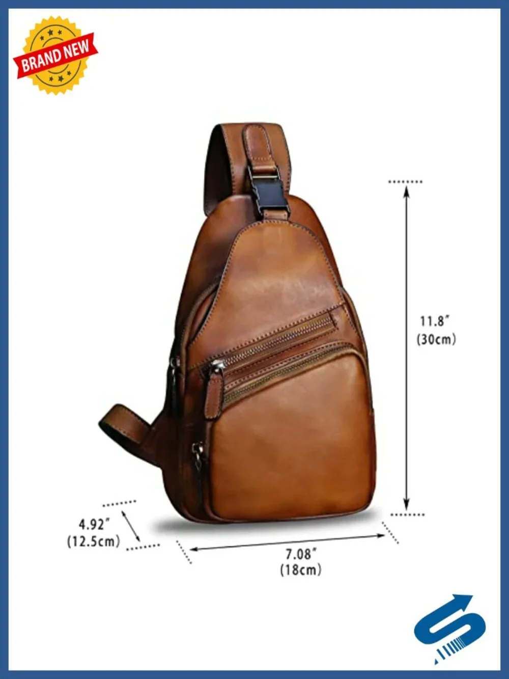 Genuine Leather Sling Bag Crossbody Purse Handmade Hiking Daypack Motorcycle Bag
